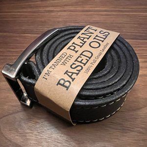 Armoir Canada Black Leather Belt  - Gray Stitch NWT Size 30